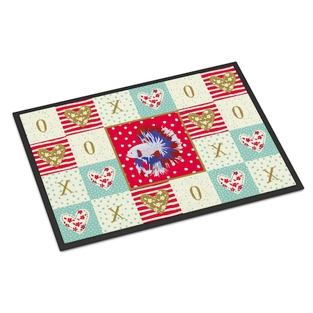 Carolines Treasures 24 x 36 in. Comb Tail Betta Love Indoor or Outdoor Mat CK5483JMAT